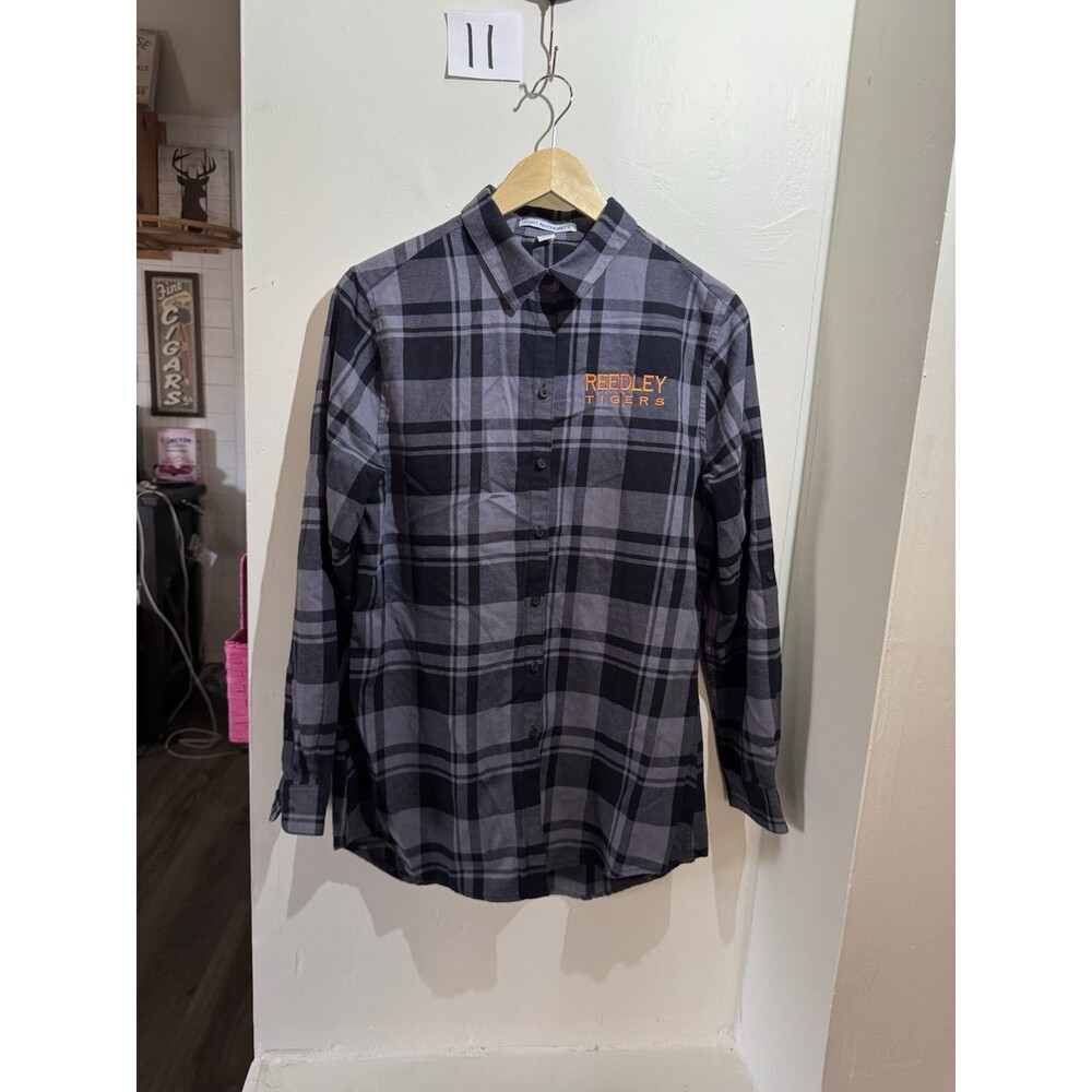 Port Authority Reedley Tigers Plaid Button Up Shirt Women’s Medium Gray Black